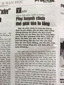 “Phụ huynh lo sữa kém chất lượng là có căn cứ“